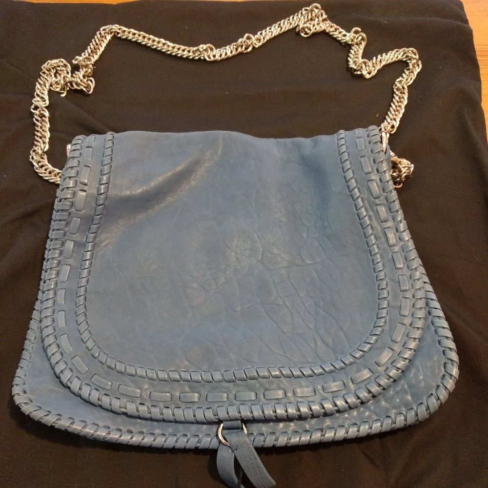Cobalt blue leather aquarius cross body bag